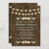 Teal String of Lights Fall Rustic Boy Baby Shower Invitation (Front/Back)
