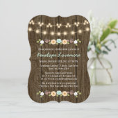 Teal String of Lights Fall Rustic Bridal Shower Invitation (Standing Front)