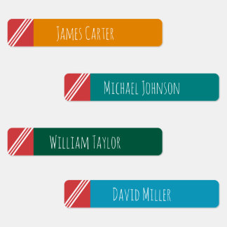 Teal Stripe Name Label Sticker