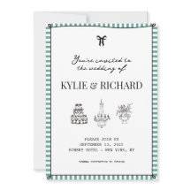 Teal Striped Border Save The Date