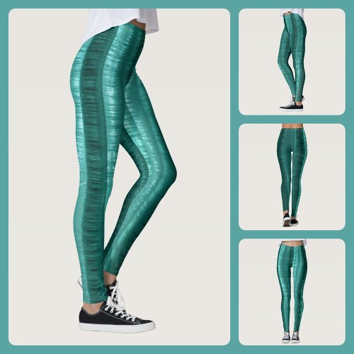 Teal Striped Chic Leggings