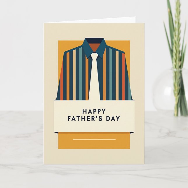 Teal Striped Fathers Day Card (Front)
