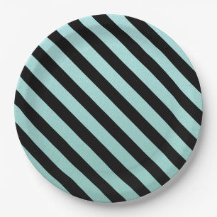 Teal Striped   Paper Plates