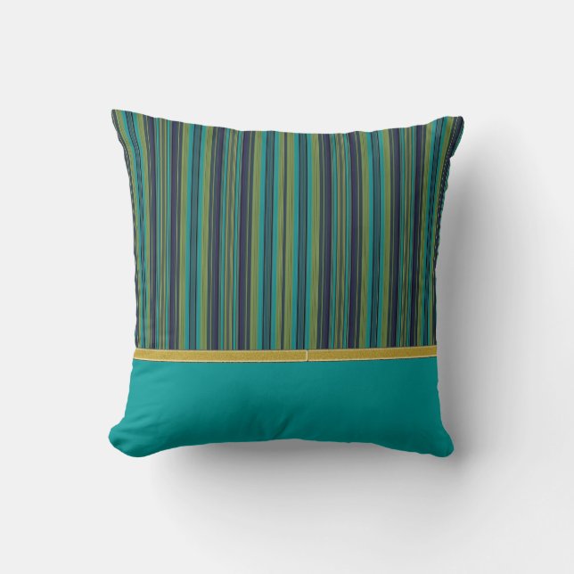 TEAL STRIPES  American MoJo Pillow (Front)