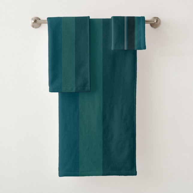 Teal Stripes Bath Towel Set (Insitu)