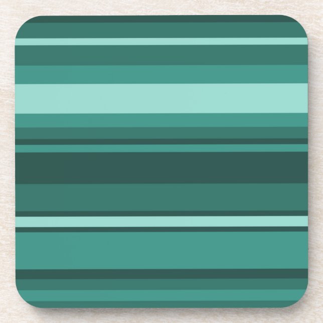 Teal stripes beverage coaster (Front)