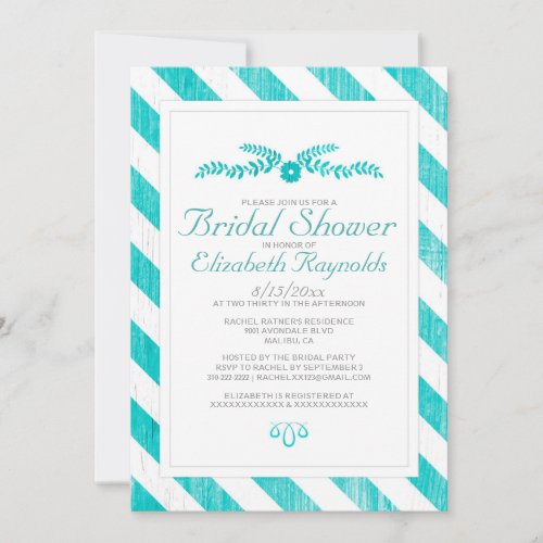 Teal Stripes Bridal Shower Invitations