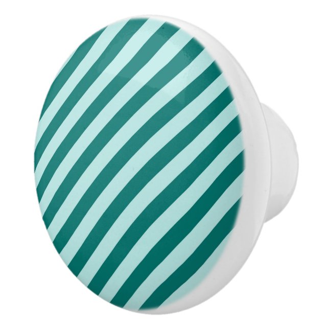 Teal Stripes Ceramic Knob (Right)