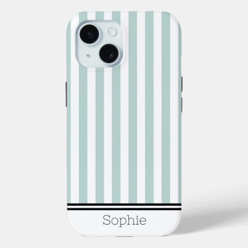 Teal Stripes Custom Samsung iPhone 15 Case