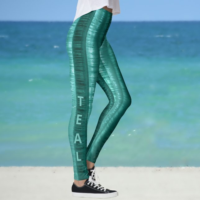 Teal Stripes Customizable Chic Leggings (Creator Uploaded)