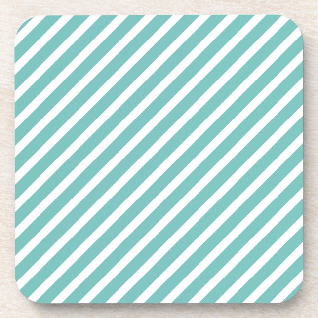 teal stripes drink coaster (Front)