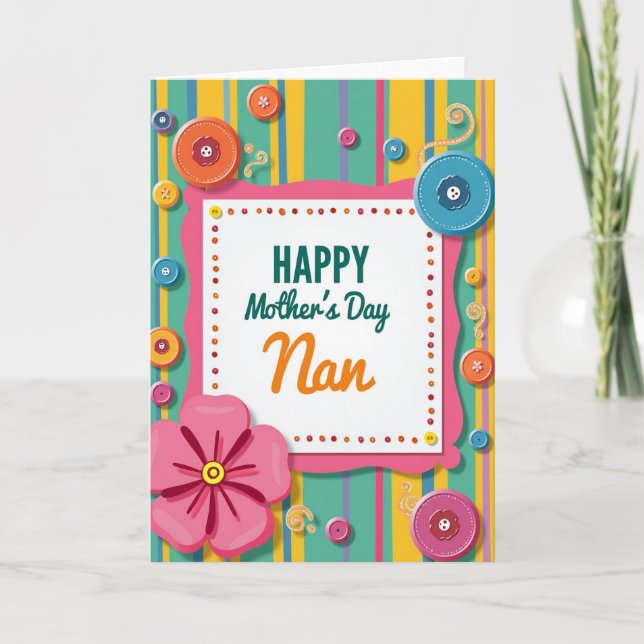 Teal Stripes Mothers Day Message Card (Front)
