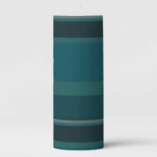 Teal Stripes Pillar Candle