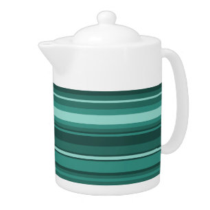 Teal stripes teapot