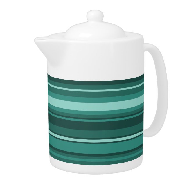 Teal stripes teapot (Right)