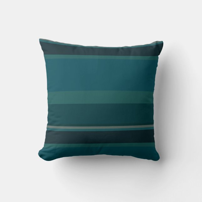 Teal Stripes Throw Pillow (Front)
