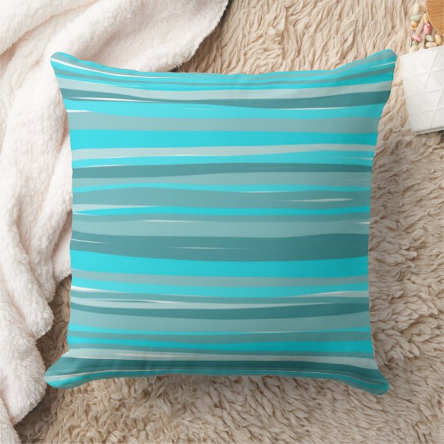 Teal Stripes  Throw Pillow (Blanket)