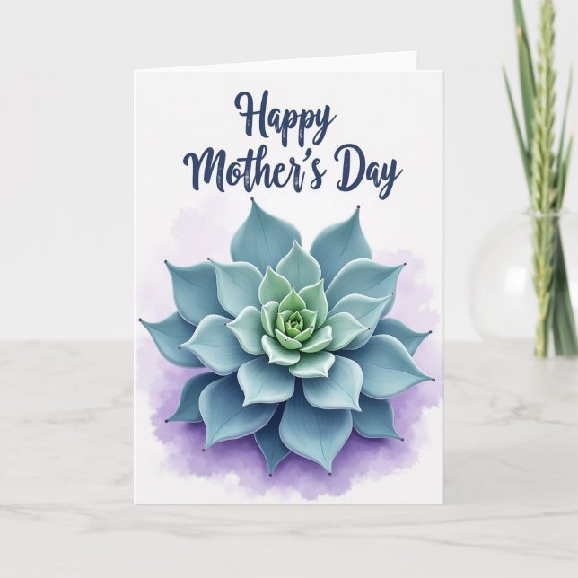 Teal Succulent Mothers Day Card (Front)