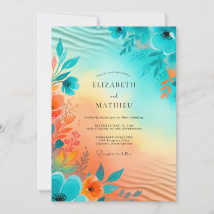 Teal Sun-kissed Coastal Wedding Invitation