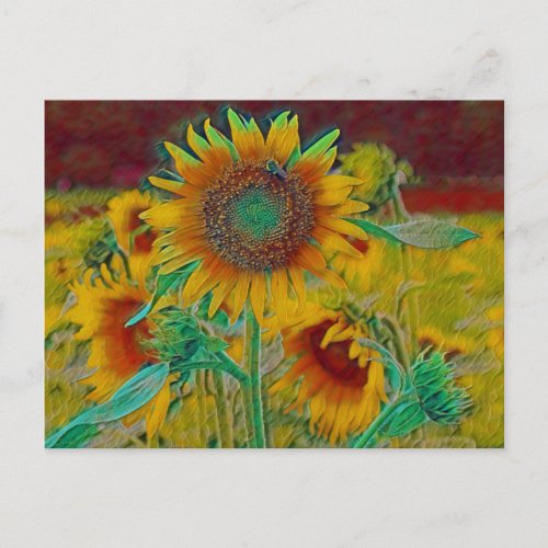 Teal Sunflower Postcard