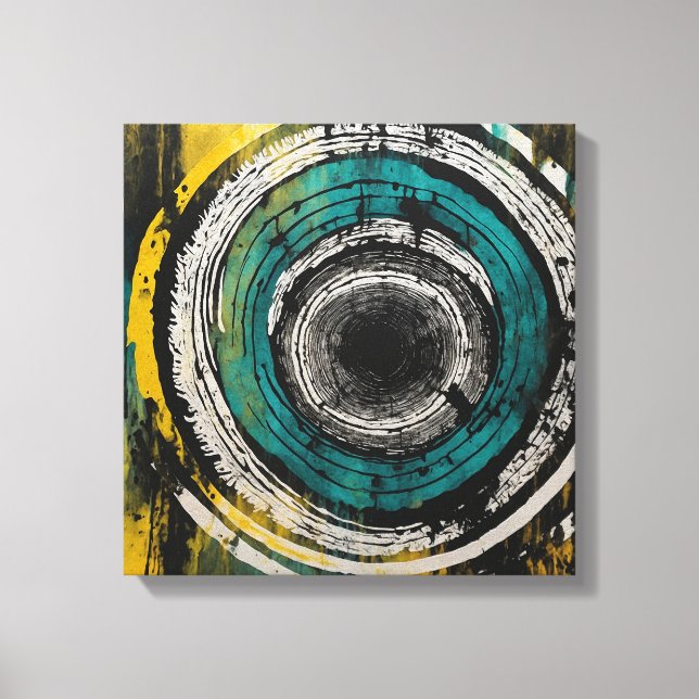 Teal sunset forest Watercolor wall art (Front)