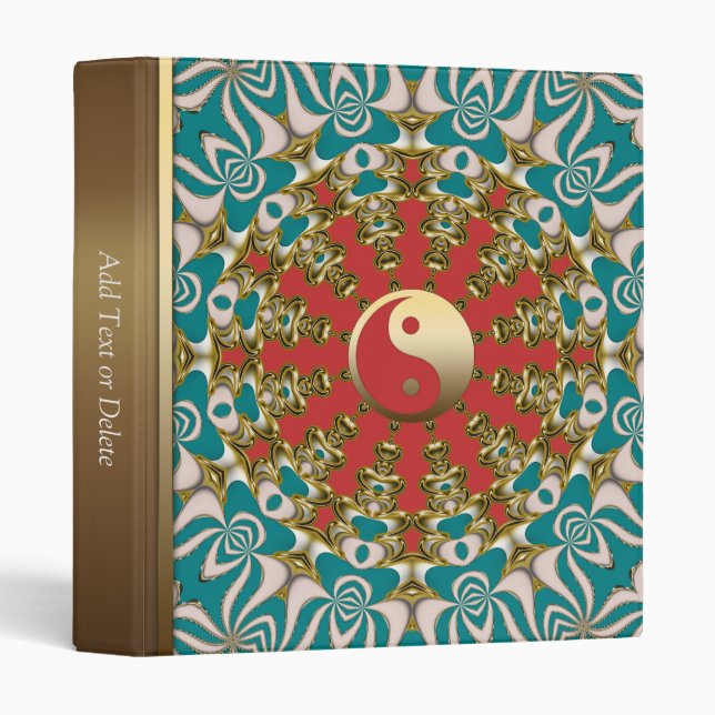 Teal Sunshine Gold YinYang New Age Album Binder (Front/Spine)
