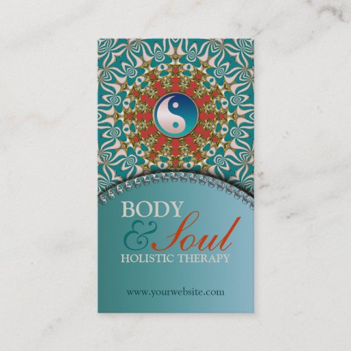 Customizable Teal Sunshine New Age Yin Yang Business Card