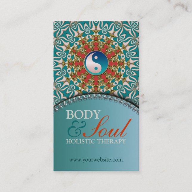 Teal Sunshine New Age Yin Yang Business Card (Front)