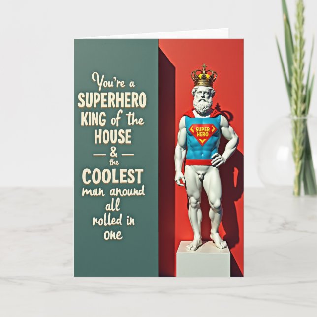 Teal Superhero King Father Card (Front)
