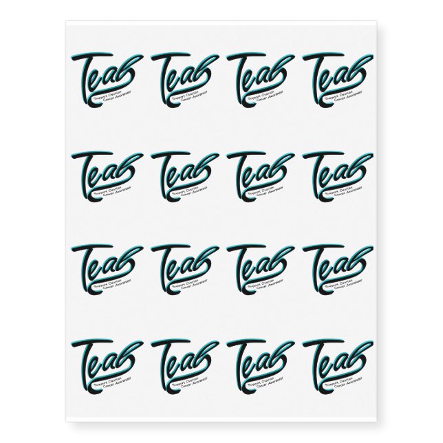Teal Support Ovarian Cancer Awareness Temporary Tattoos (Front)
