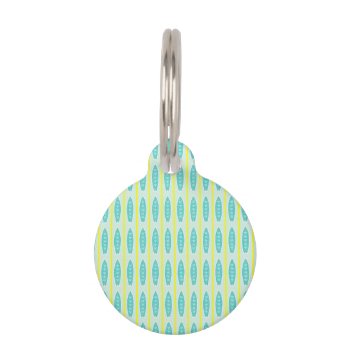 Teal Surfboards Pattern Pet Id Tag by WanderingWonders at Zazzle