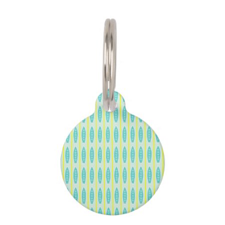 Teal Surfboards Pattern Pet Id Tag