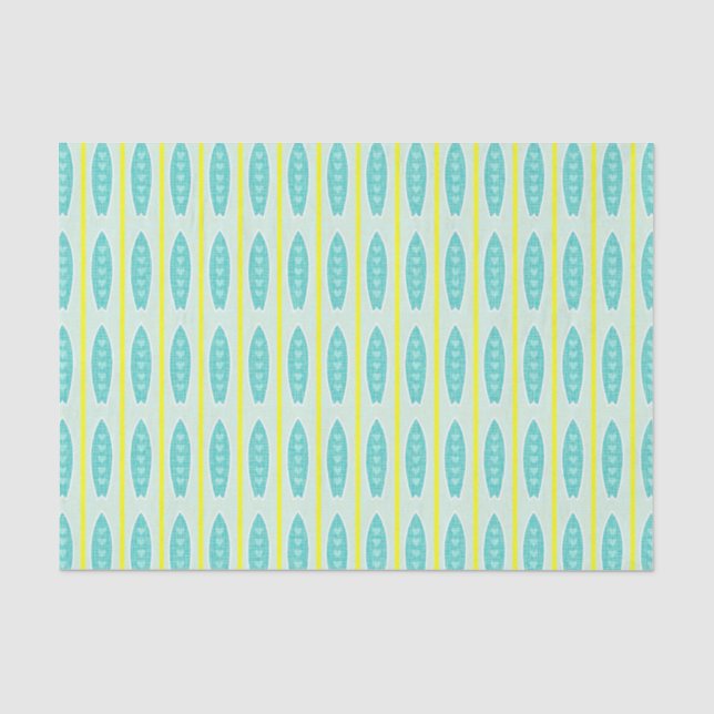 Teal Surfboards Pattern Tissue Paper (Front)