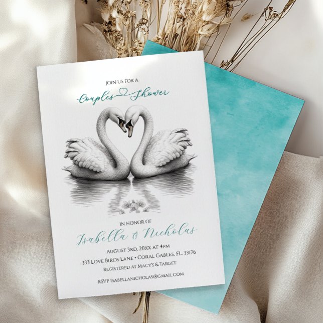 Teal Swan Couples Shower Invitation (Teal Couples Shower)