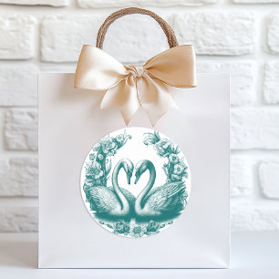 Teal Swan Lake Wedding Favor Sticker