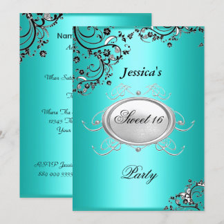 teal sweet 16 Birthday Party Invitation