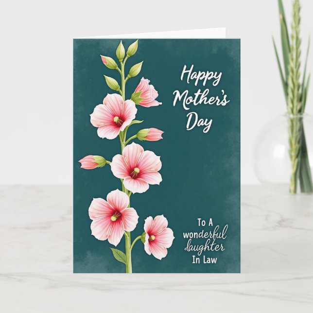 Teal Sweet Mothers Day Flowers Card (Front)