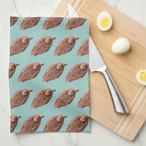 Teal Swimming Female Duck Kitchen Towel