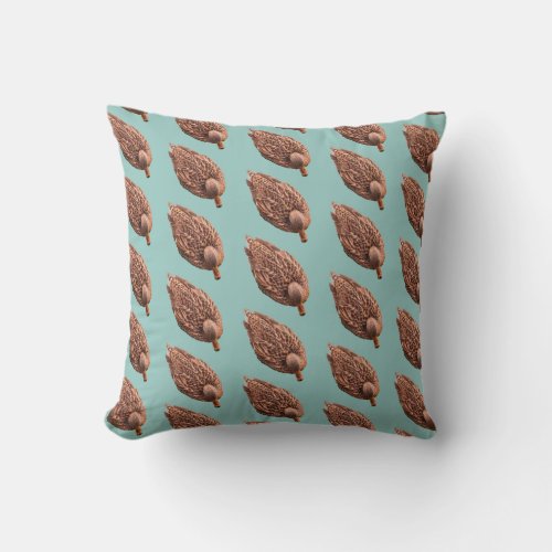 Teal Swimming Female Duck Throw Pillow