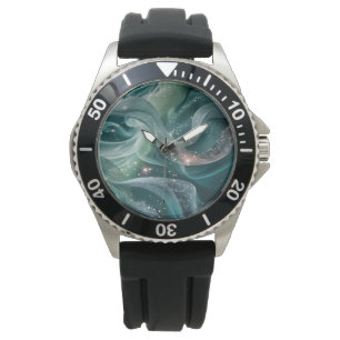 Teal Swirl Galaxy Sport Watch – Dreamy Cosmic Marb