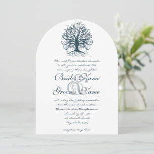 Teal Swirl Tree Roots of Love Wedding Invitate Invitation