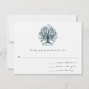 Teal Swirl Tree Wedding Response Card