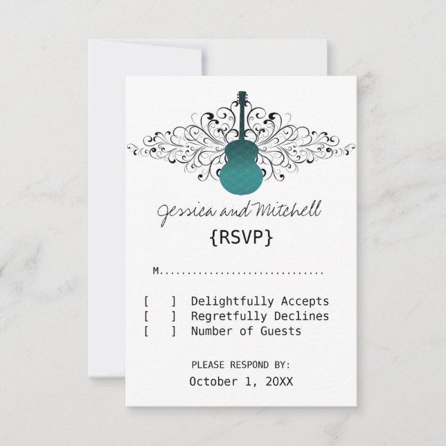Teal Swirls Guitar Response Card (Front)