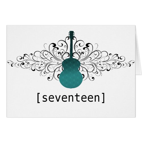 Teal Swirls Guitar Table Number Card
