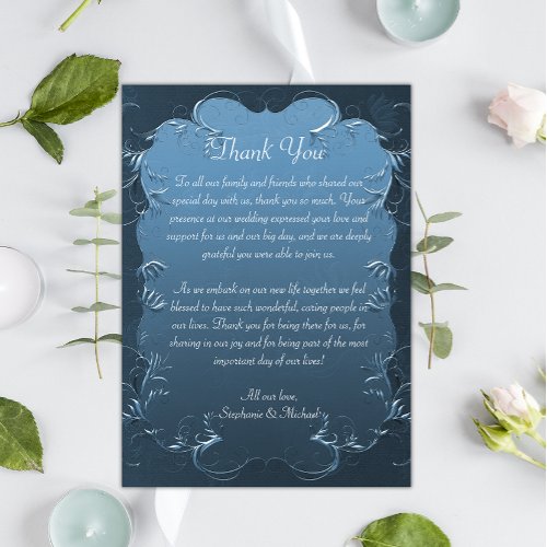 Teal Swirls Vintage Wedding Thank You Card