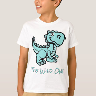Teal T Rex Dinosaur Outline Name T-Shirt