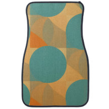 Teal, Tan, and Orange in Retro Look Pattern