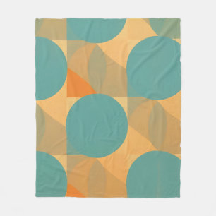 Teal, Tan, and Orange in Retro Look Pattern Fleece Blanket