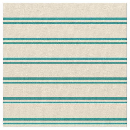 Teal & Tan Colored Stripes/Lines Pattern Fabric