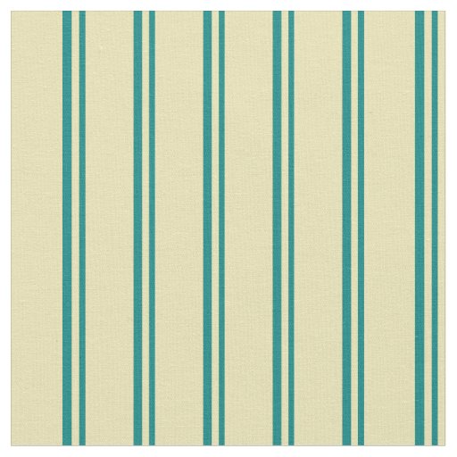 Teal & Tan Pattern of Stripes Fabric